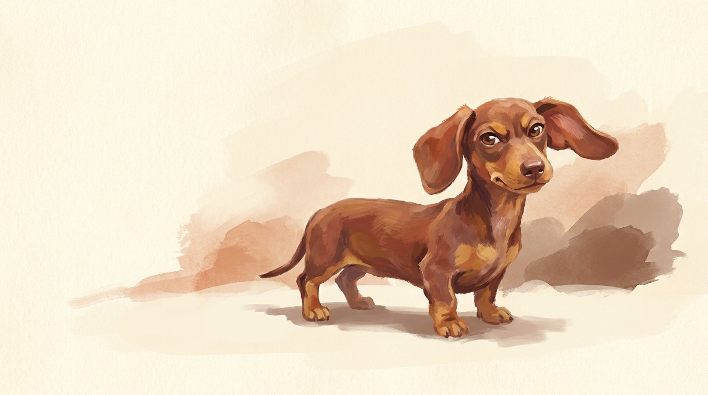 Illustration d'un teckel au caractère affirmé et curieux